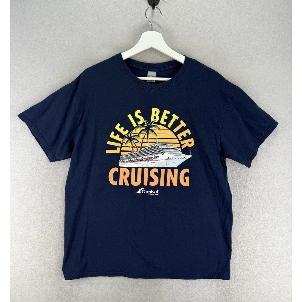 Carnival Cruise Life is Better Cruising Unisex Size Large Dark Navy Blue T-Shirt